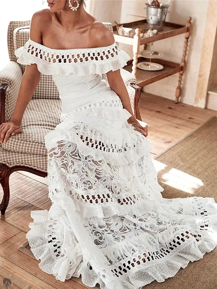 Elegant Lace A-Line Maxi Dress for Women