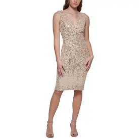 Eliza J Womens Mesh Sequined Cocktail And Party Dress