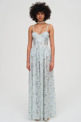 For Love & Lemons Ceceila Lace Maxi Dress - Blue