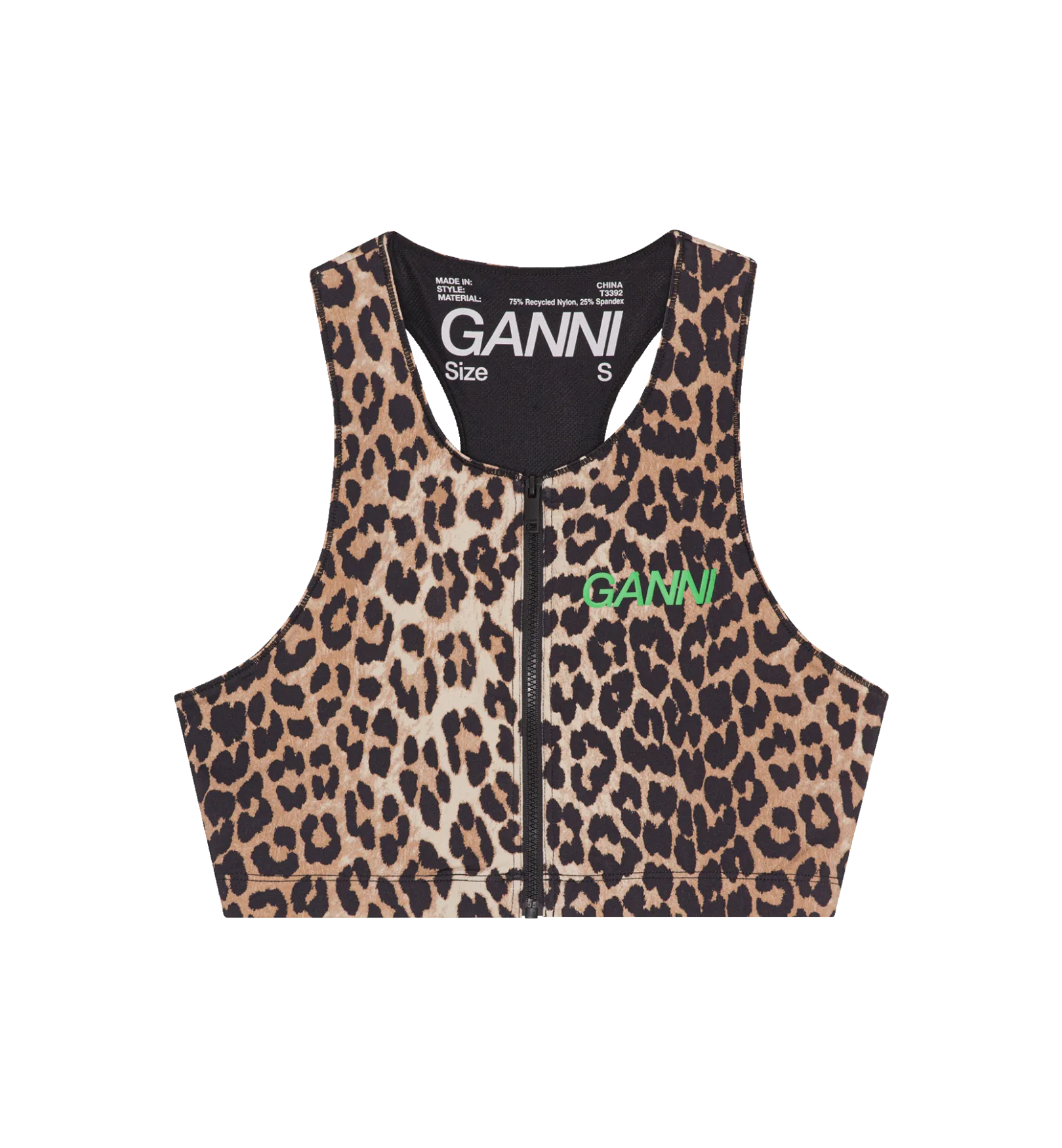 GANNI Leopard Active Racerback Top