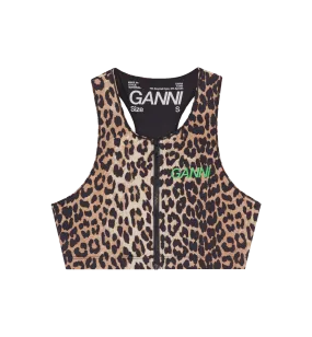 GANNI Leopard Active Racerback Top