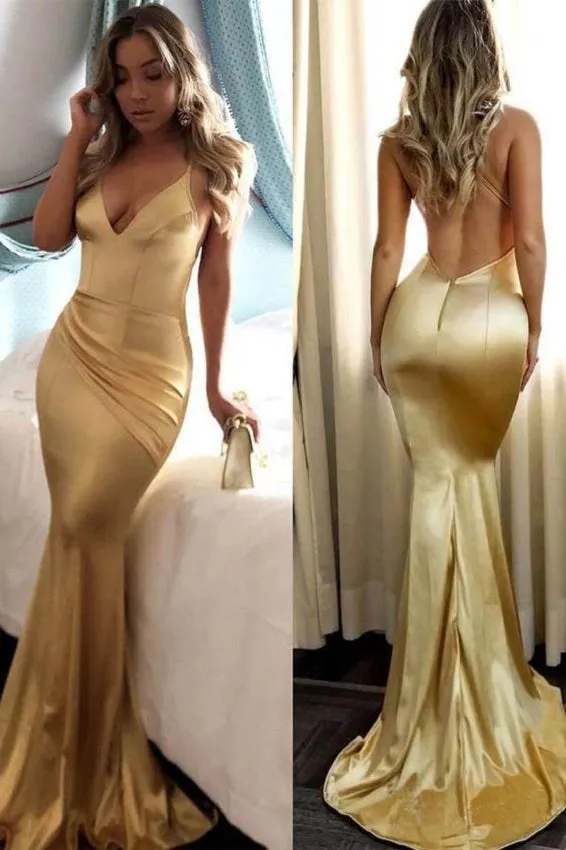 Gold Backless Tight Bodycon Prom Dress | Occasion Gold Formal Dress