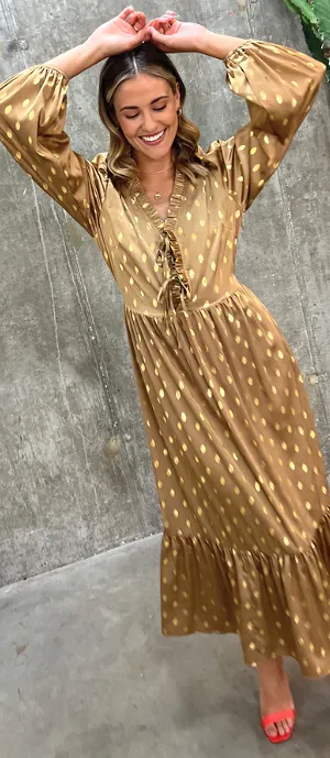 Gold Fern Midi Dress