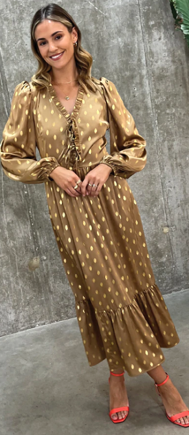 Gold Fern Midi Dress