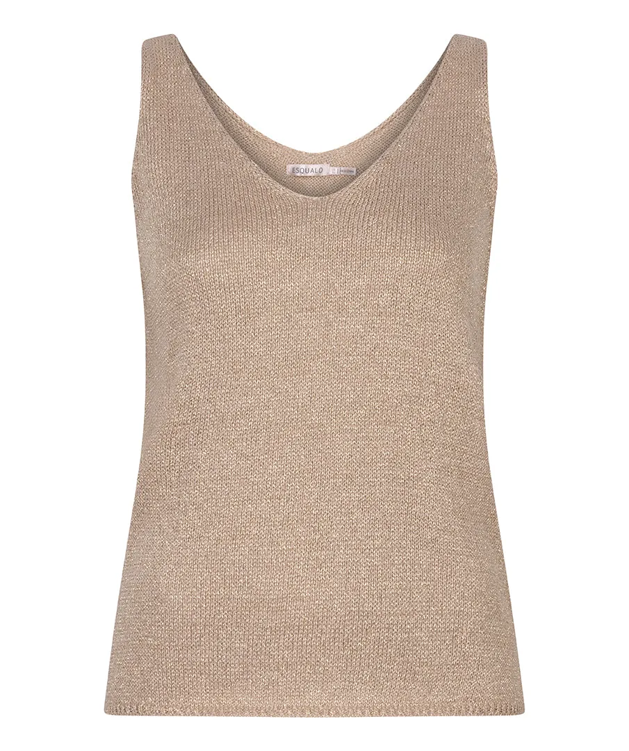 Gold V-Neck Knit Tank