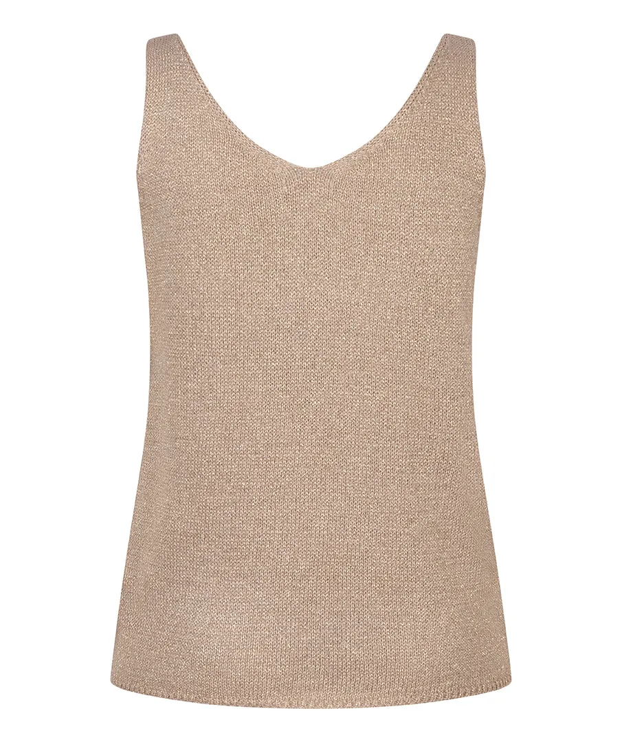 Gold V-Neck Knit Tank