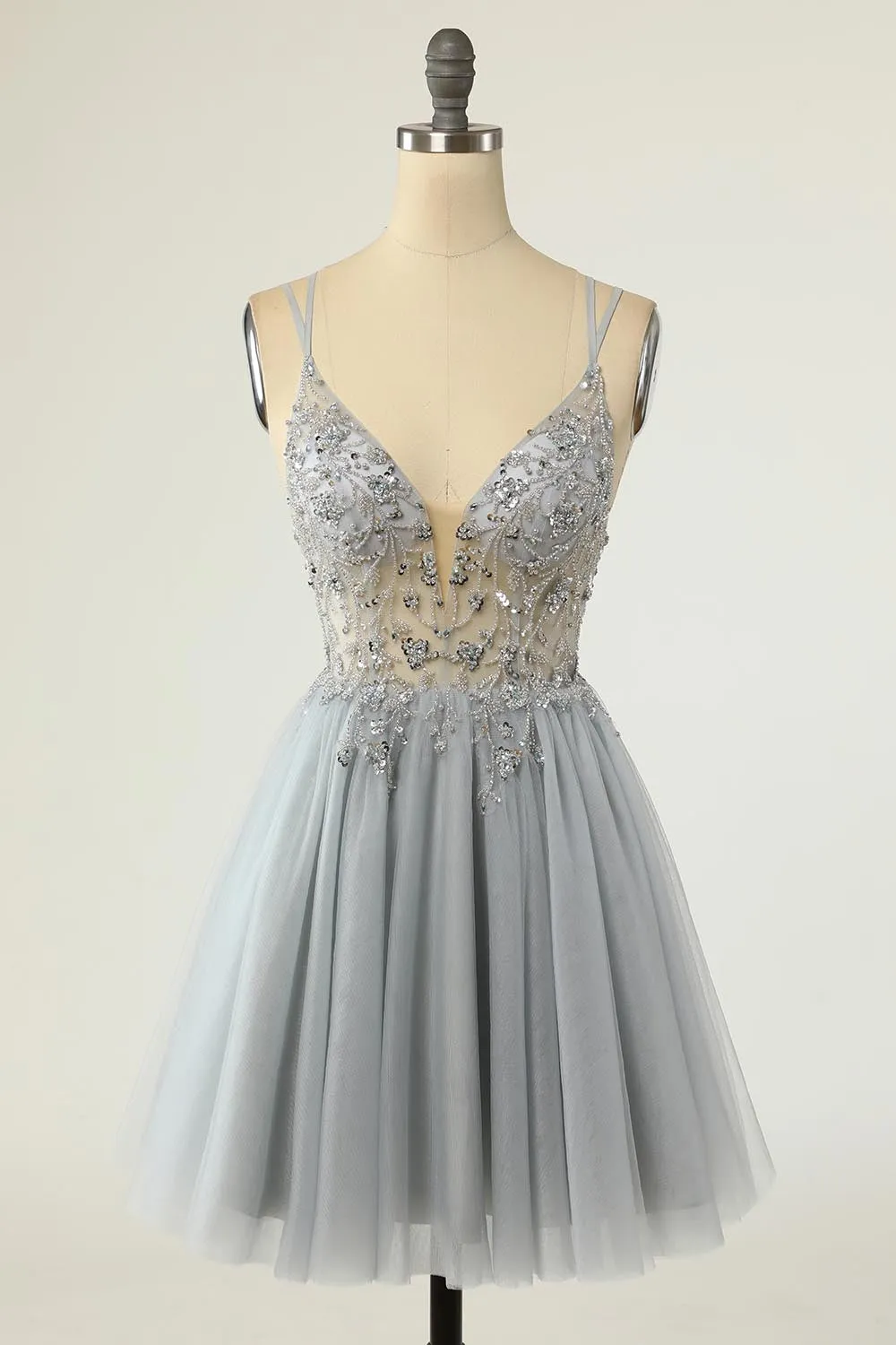 Gray Short Cocktail Semi Formal Prom Dress EN5709