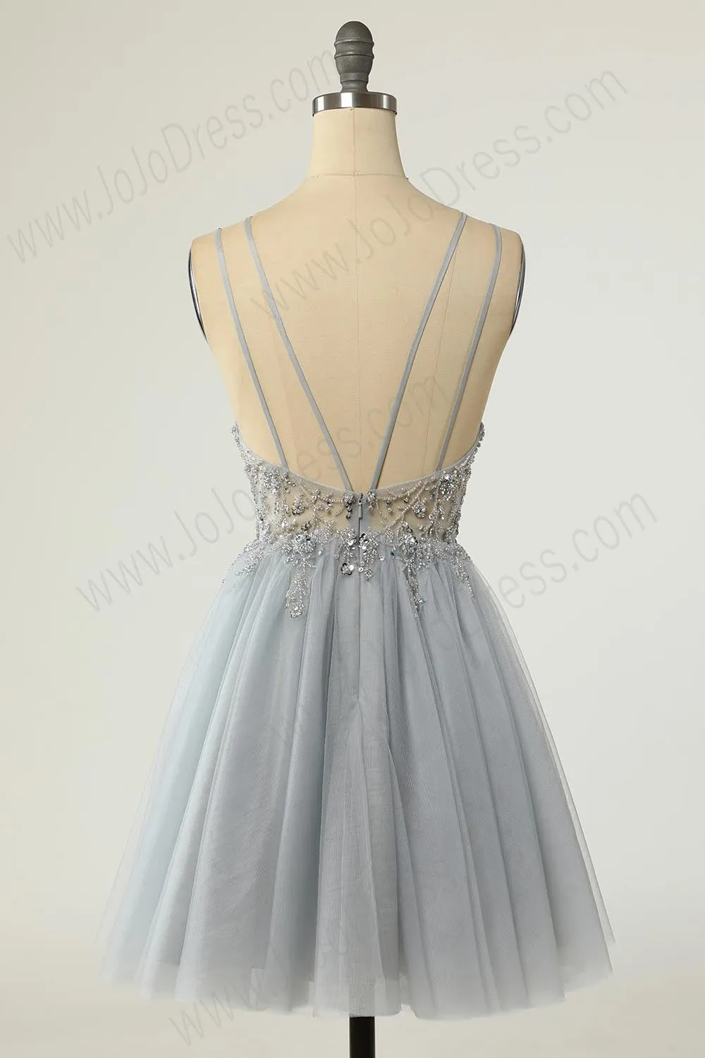 Gray Short Cocktail Semi Formal Prom Dress EN5709