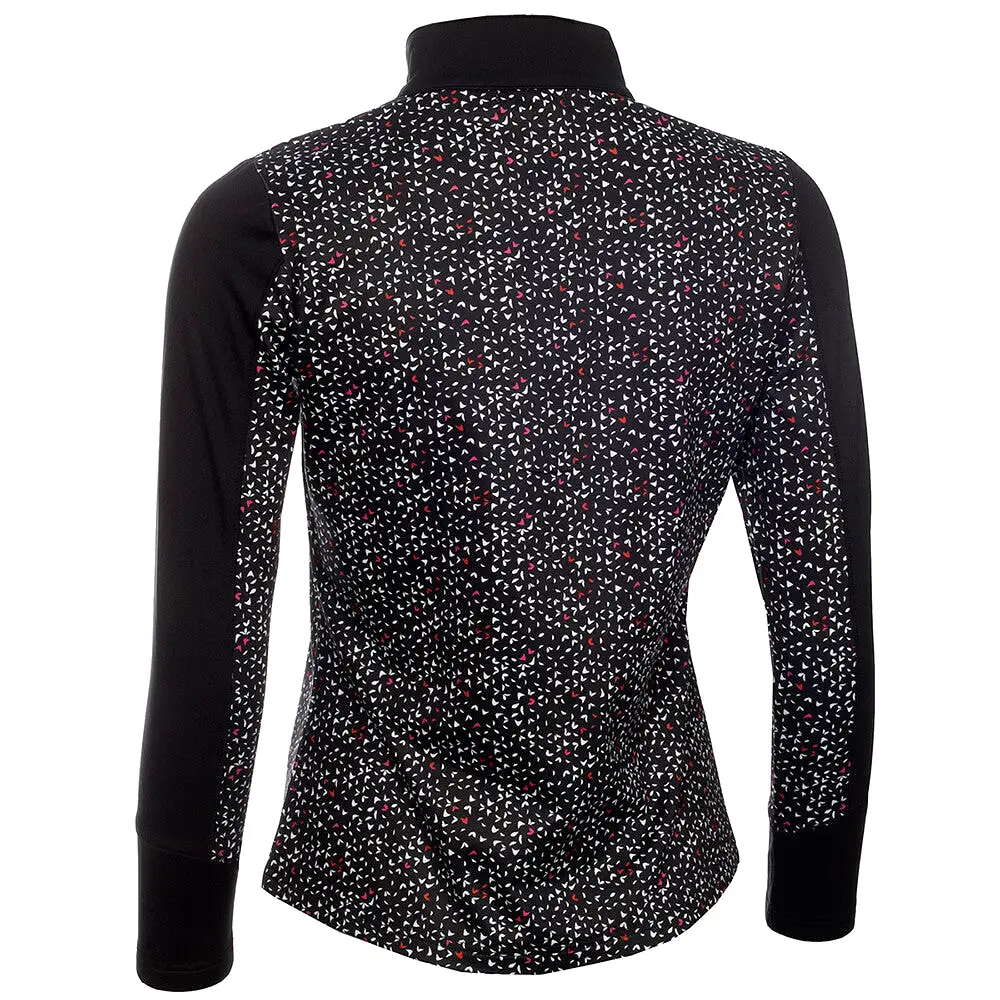 Green Lamb Ladies Petal Printed Zip Neck Top