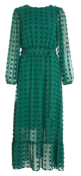 Green Sleeved Midaxi Dress