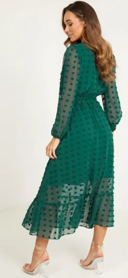 Green Sleeved Midaxi Dress