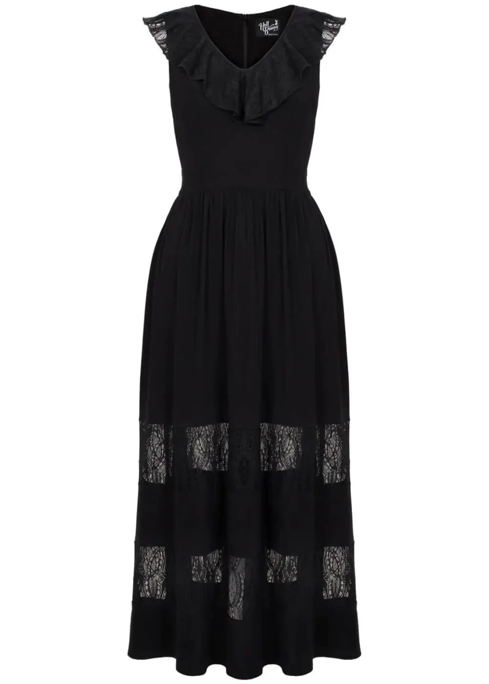 Hell Bunny Mortem Lace 70's Maxi Dress Black