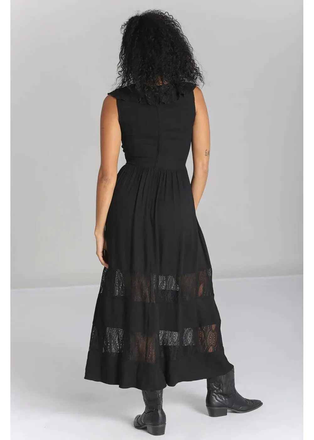 Hell Bunny Mortem Lace 70's Maxi Dress Black