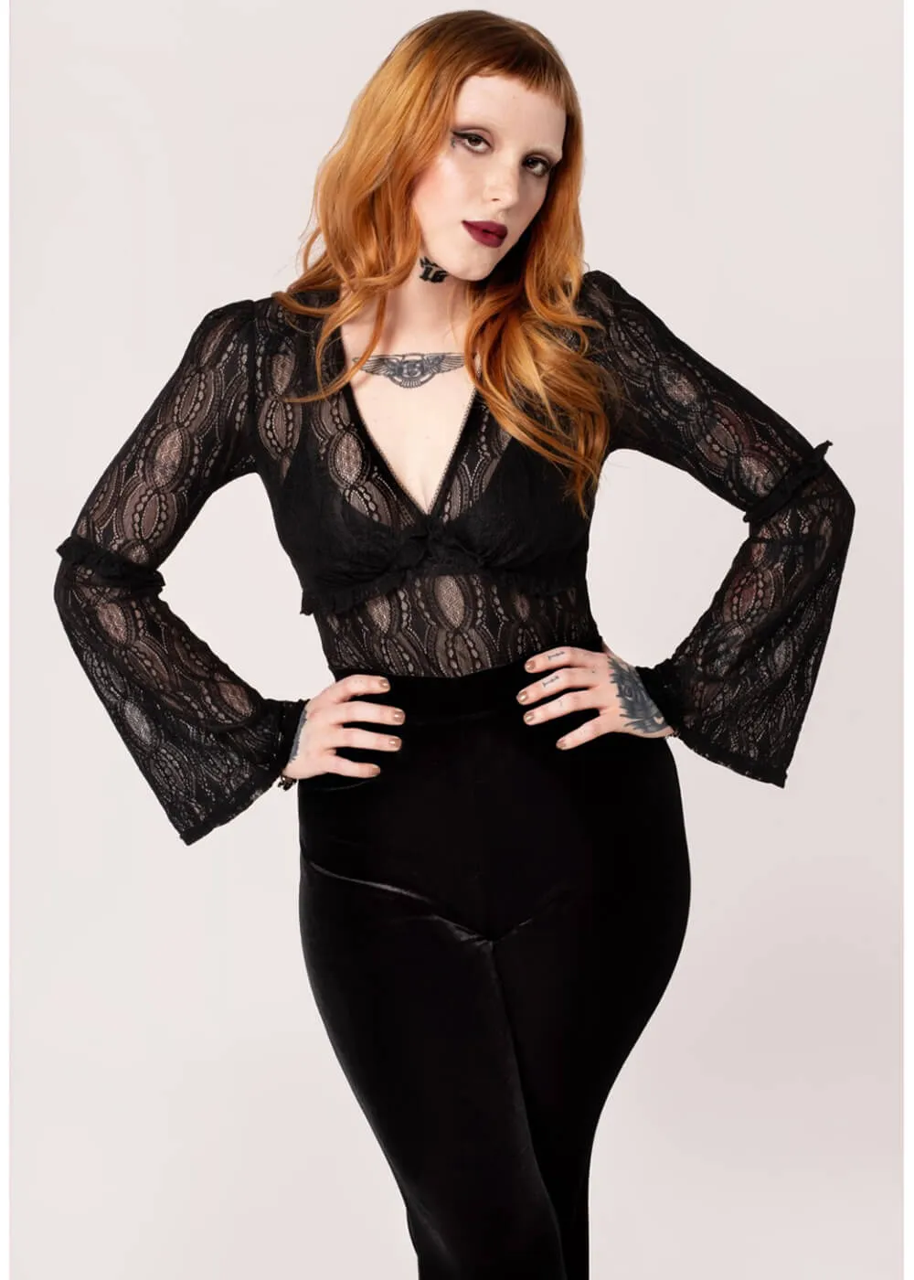 Hell Bunny Rhea Lace Top Black