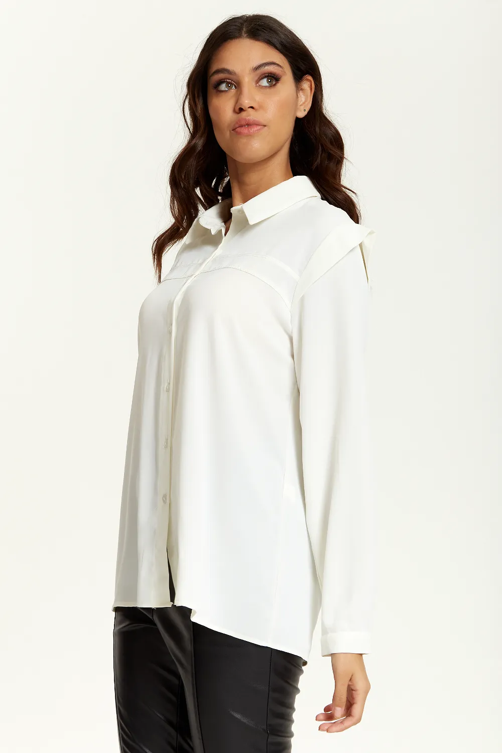 Hoxton Gal Oversized Shoulder Detailed Long Sleeves Shirt