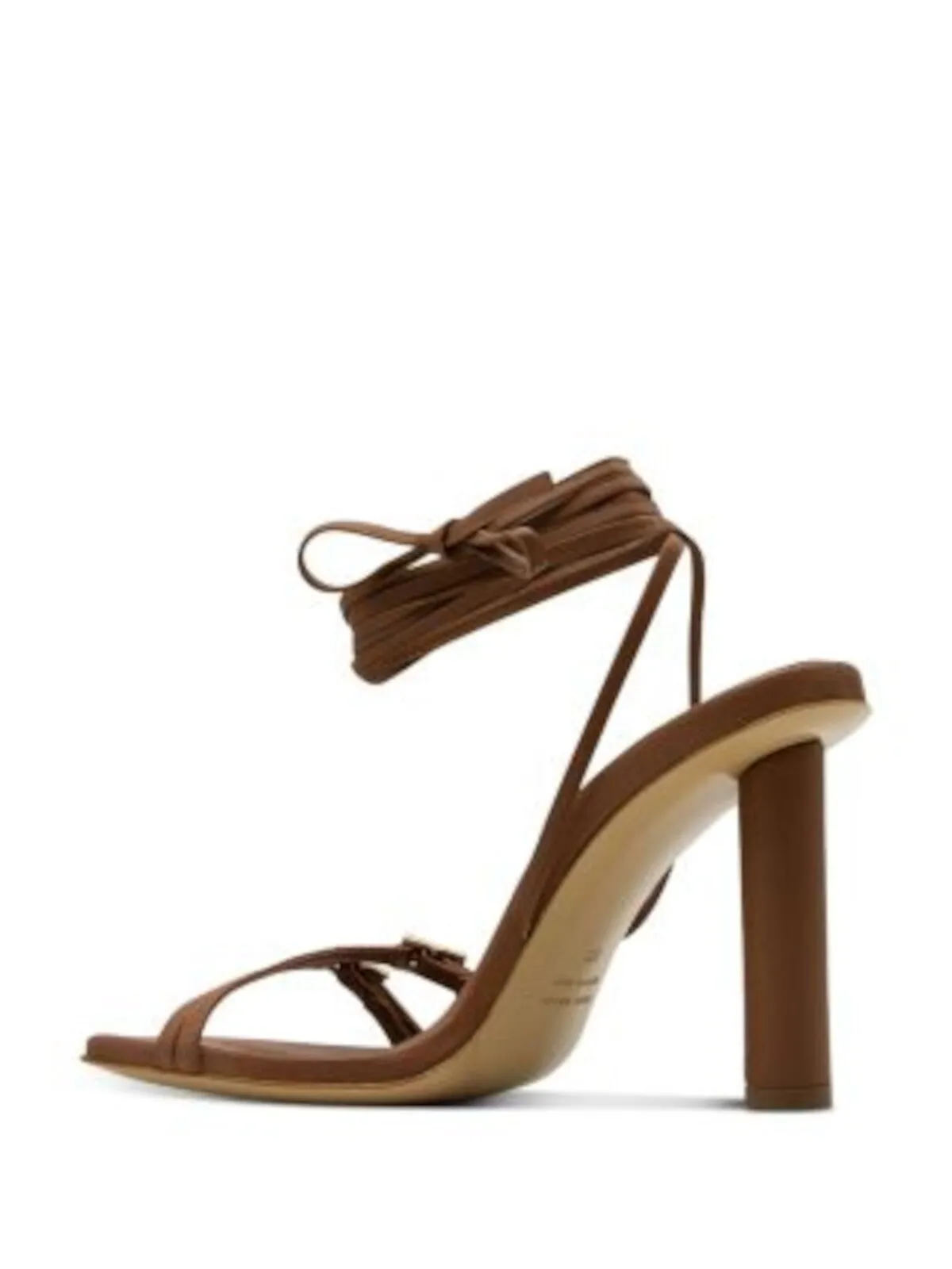 ILIO SMERALDO Womens Brown Wrapping Ankle Padded Buckle Accent Strappy Square Toe Lace-Up Leather Heeled