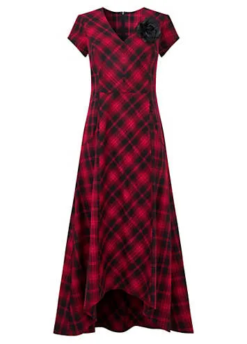 Joe Browns Lace-Up Tartan Check High-Low Maxi Dress with Corsage | Grattan