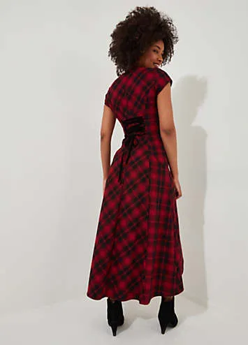 Joe Browns Lace-Up Tartan Check High-Low Maxi Dress with Corsage | Grattan