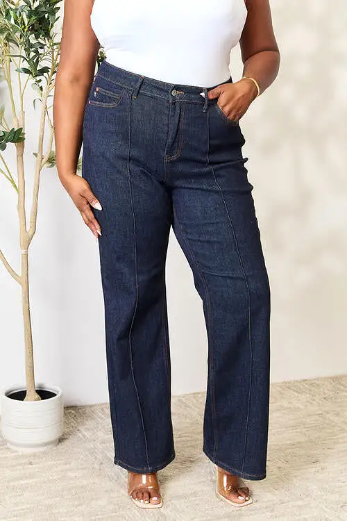 Judy Blue Full Size High Waist Wide Leg Jeans