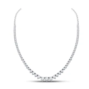 Keene Jewelers 14kt White Gold Womens Round Diamond Graduated Cocktail Necklace 4-1/2 Cttw