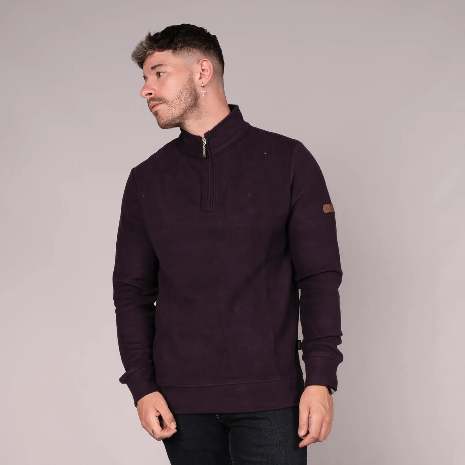 Kentucky Half Zip Ribbed Top - Grape