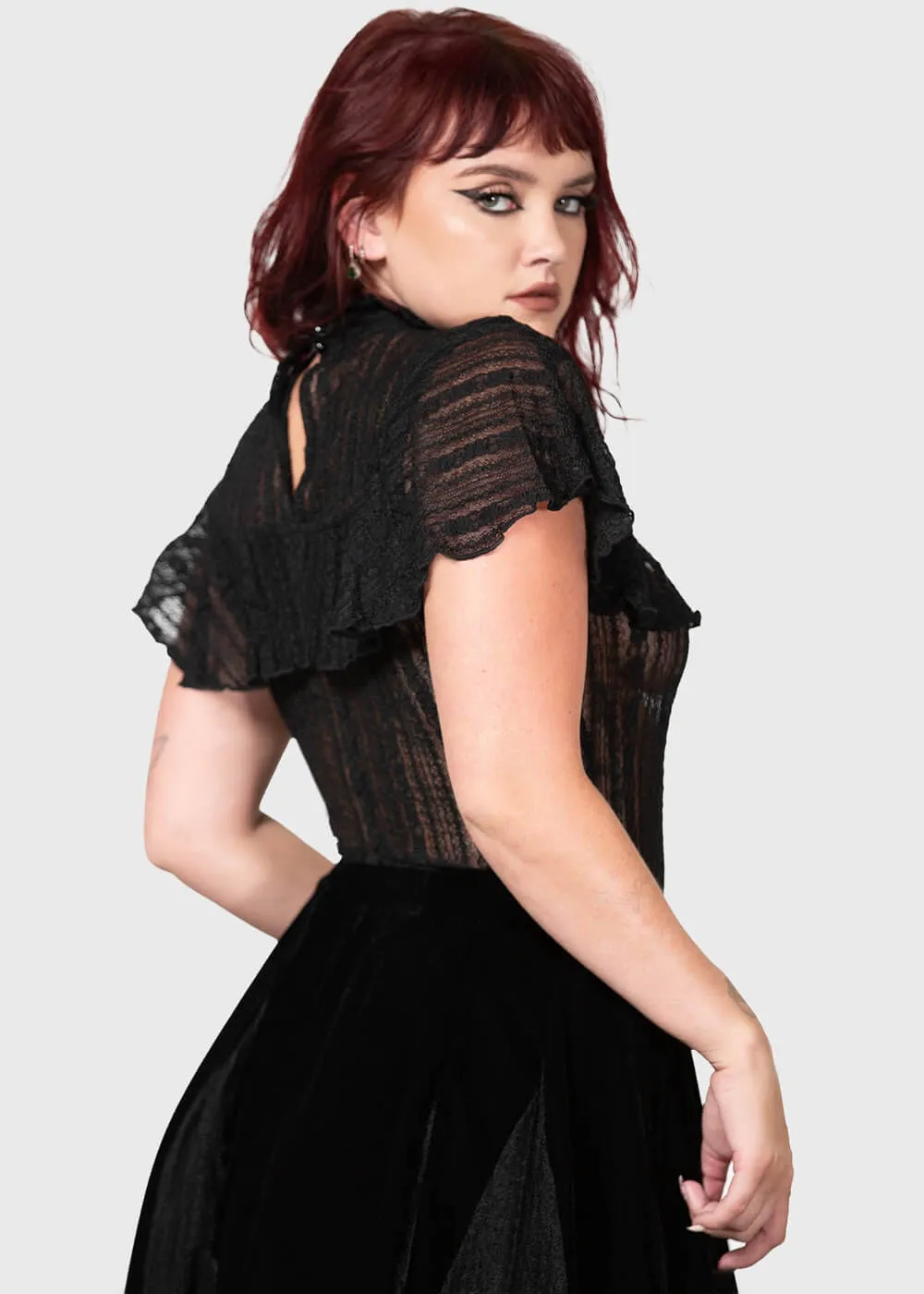 Killstar Atala's Night Lace Top Black