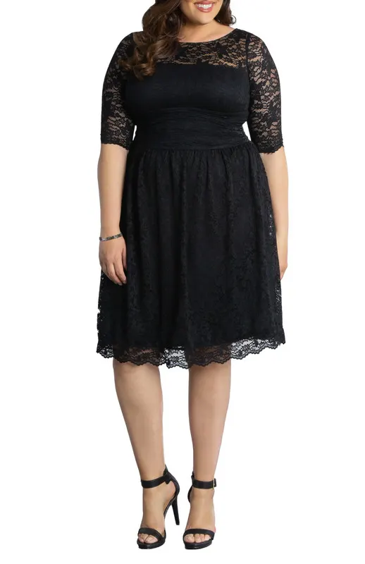 Kiyonna Luna Lace Cocktail Midi Dress (Plus Size)