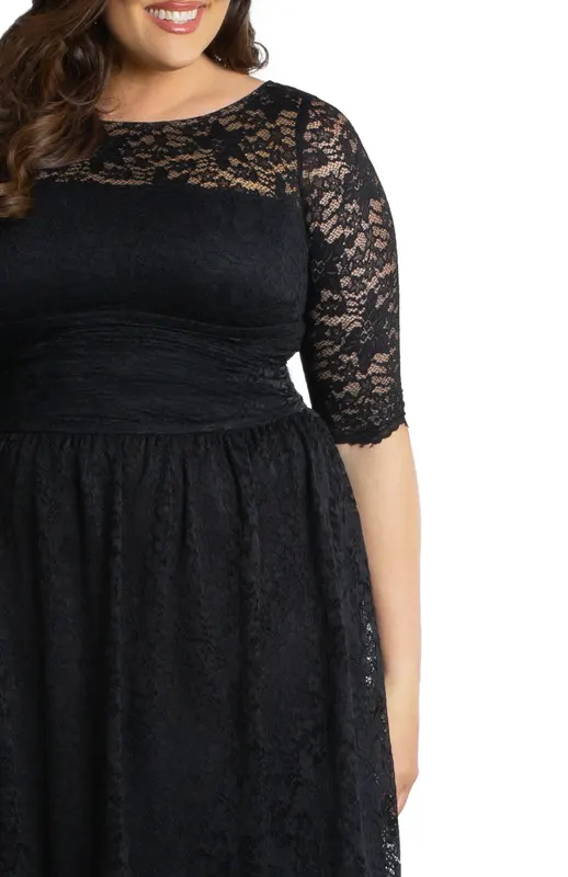 Kiyonna Luna Lace Cocktail Midi Dress (Plus Size)