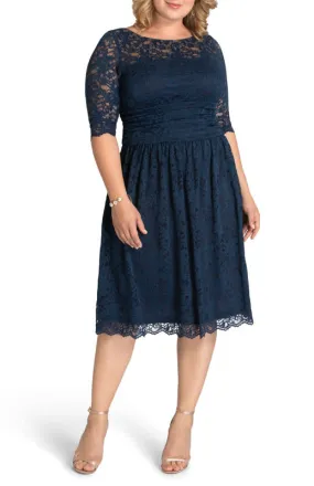 Kiyonna Luna Lace Cocktail Midi Dress (Plus Size)