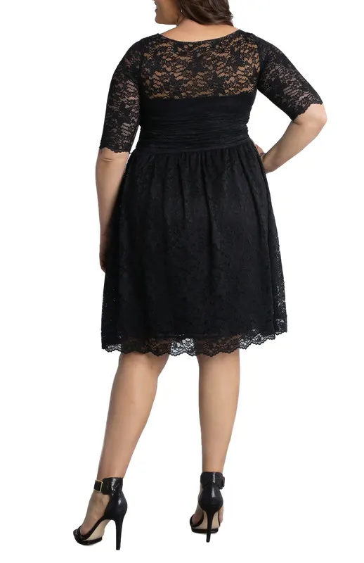 Kiyonna Luna Lace Cocktail Midi Dress (Plus Size)