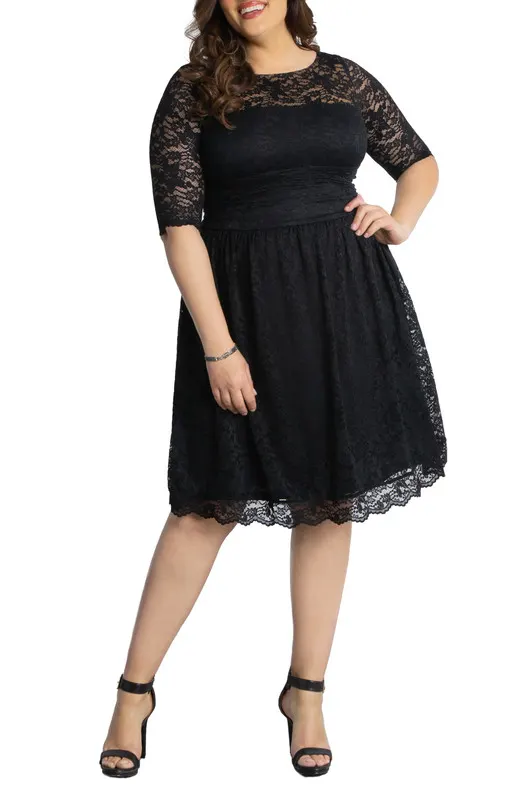 Kiyonna Luna Lace Cocktail Midi Dress (Plus Size)