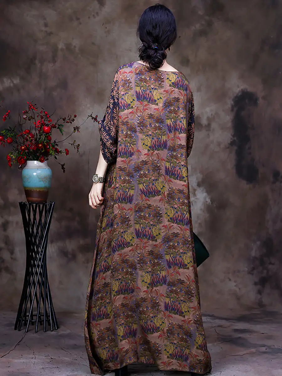 Lace Patchwork Floral Vintage Women Retro Maxi Dress