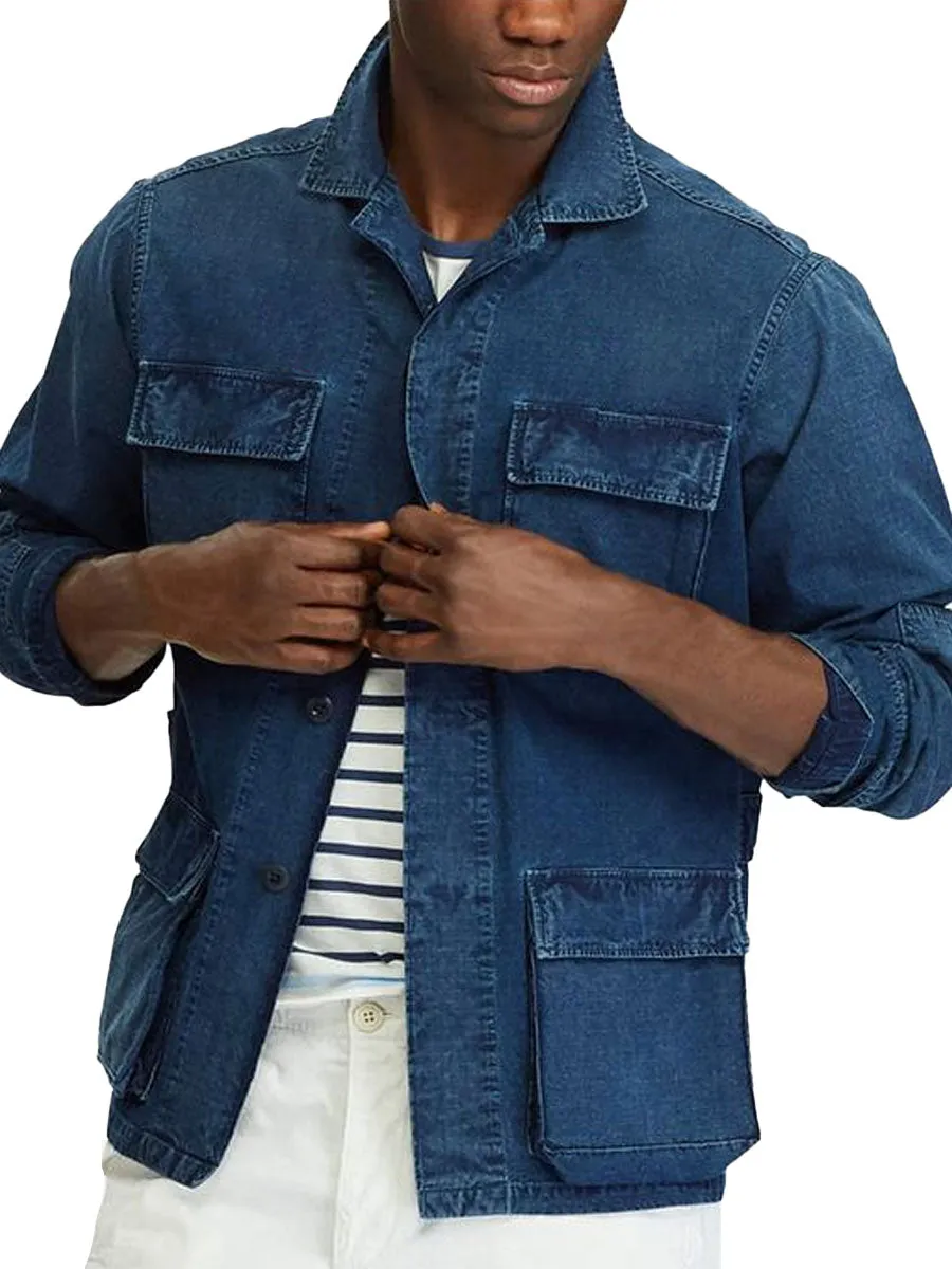 Lapel Vintage Multi-Pocket Casual Denim Jacket