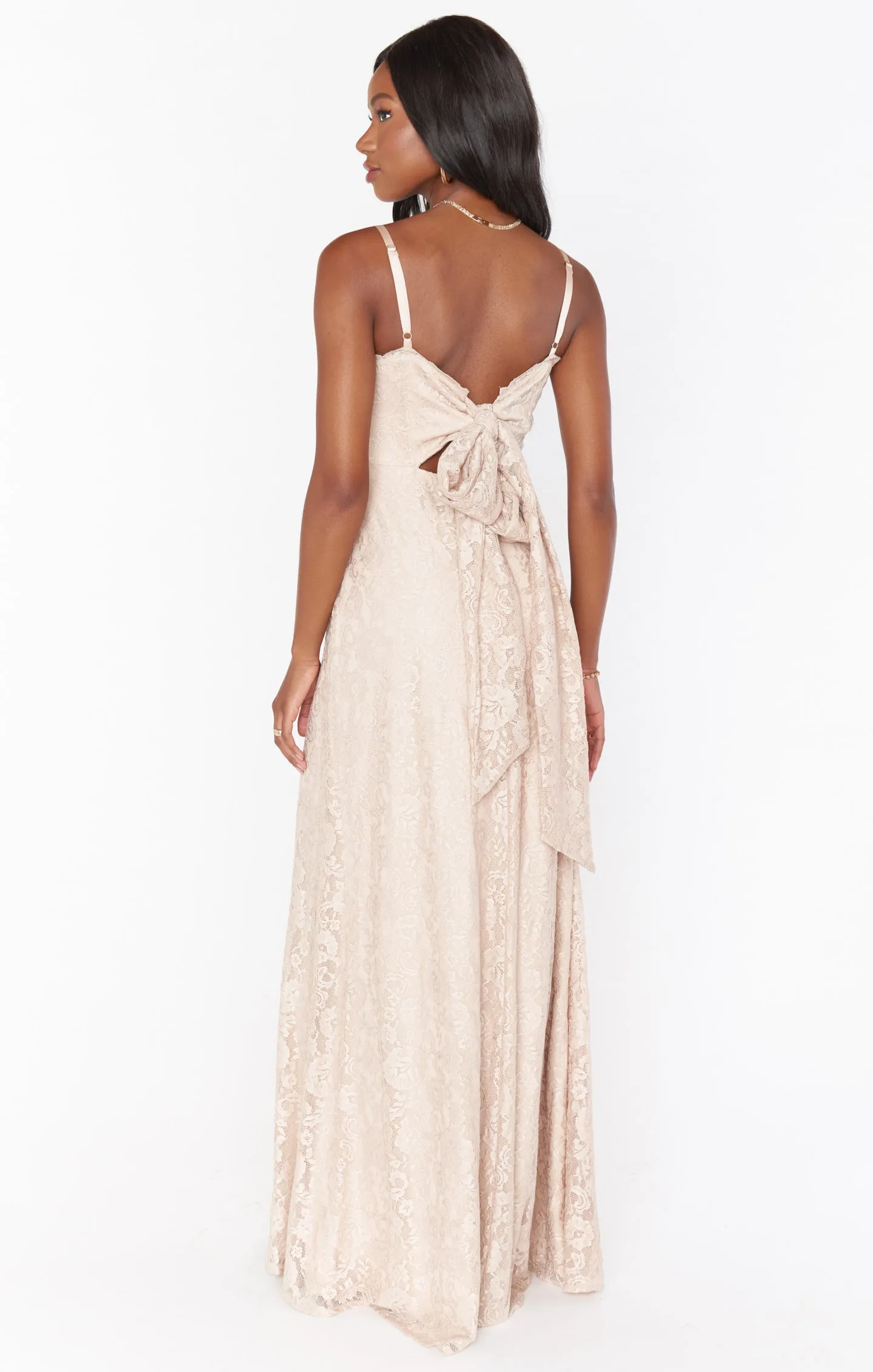 Lauren Tie Maxi Dress ~ Champagne Forever Lace