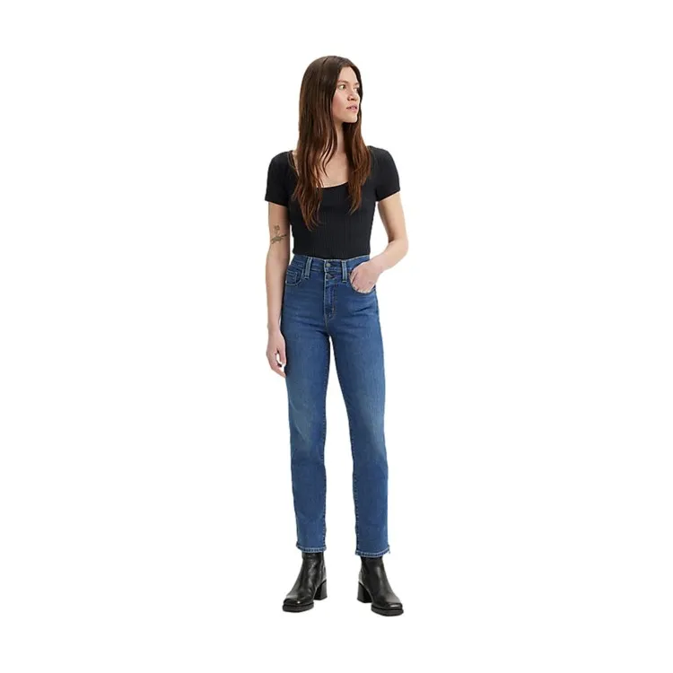 LEVI'S 724 High Rise Slim Straight Jeans Donna Blu