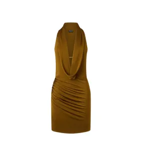 LUSTROUS JERSEY COWL COLLAR COCKTAIL DRESS