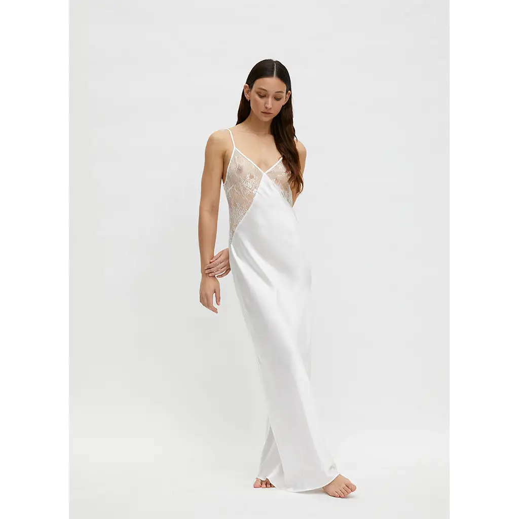 Maison Essentiele Lace 90 It Girl Maxi Slip Off White