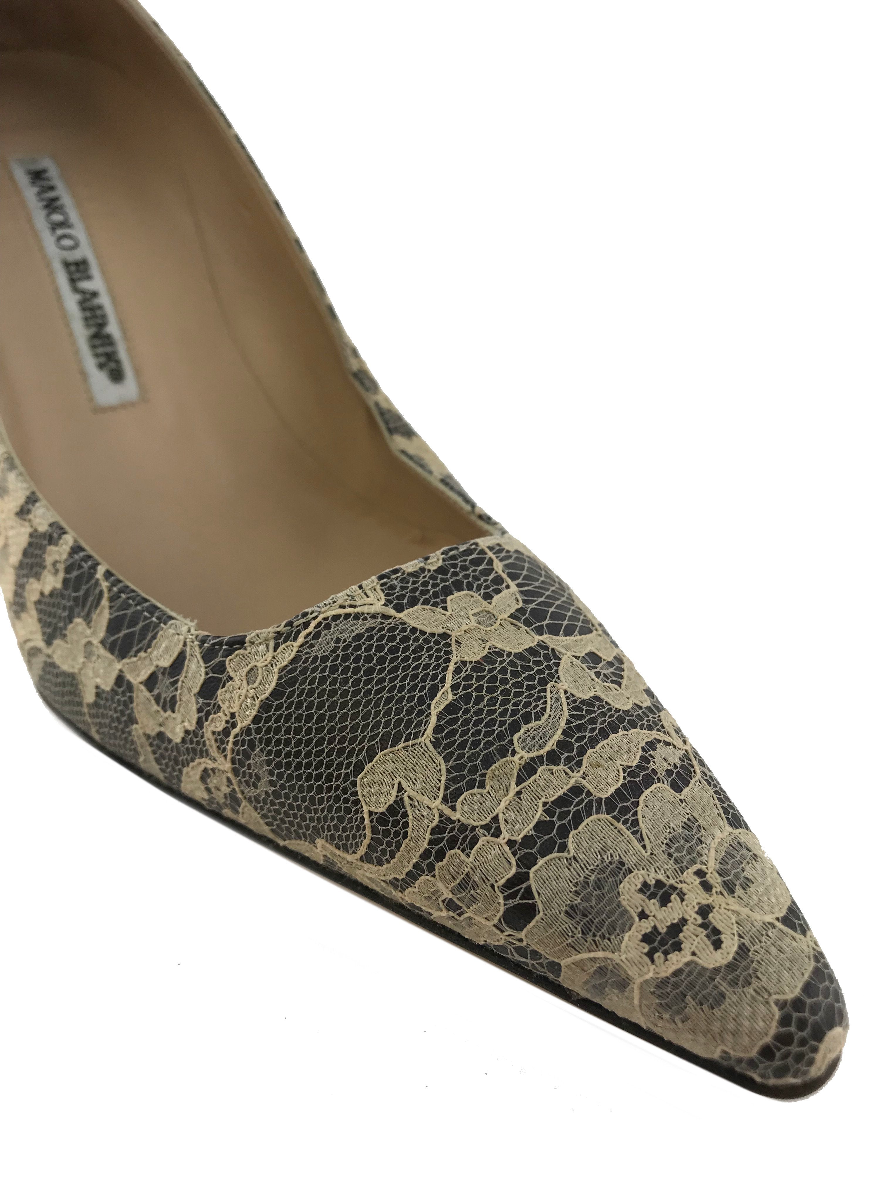 Manolo Blahnik Floral Lace Pumps Size 8