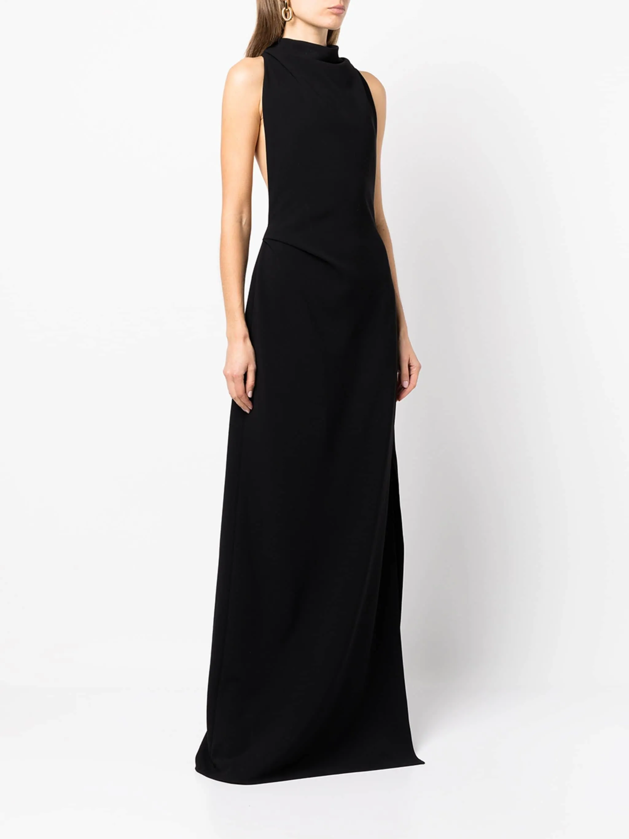 MATTE CREPE HALTERNECK BACKLESS DRESS