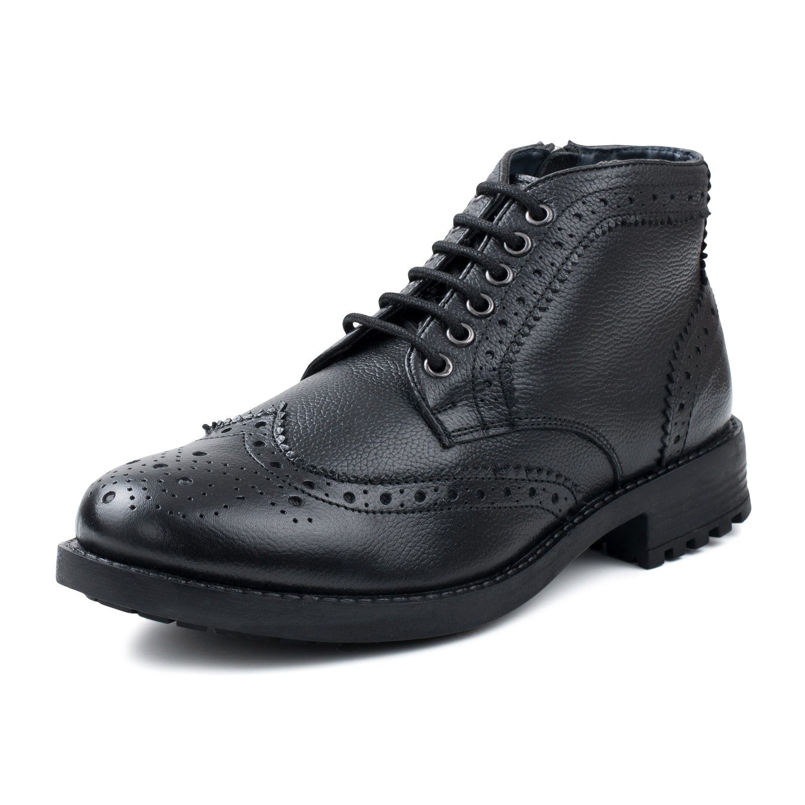 MENS HANS BLACK ZIP & LACE BROGUE BOOT