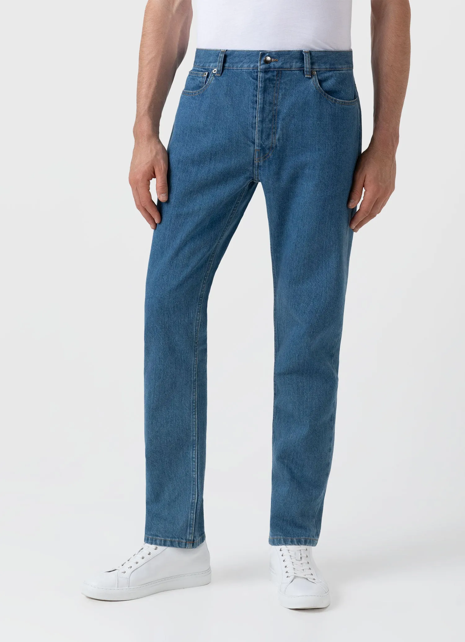 Men's Regular Fit Jeans in Mid Wash Denim