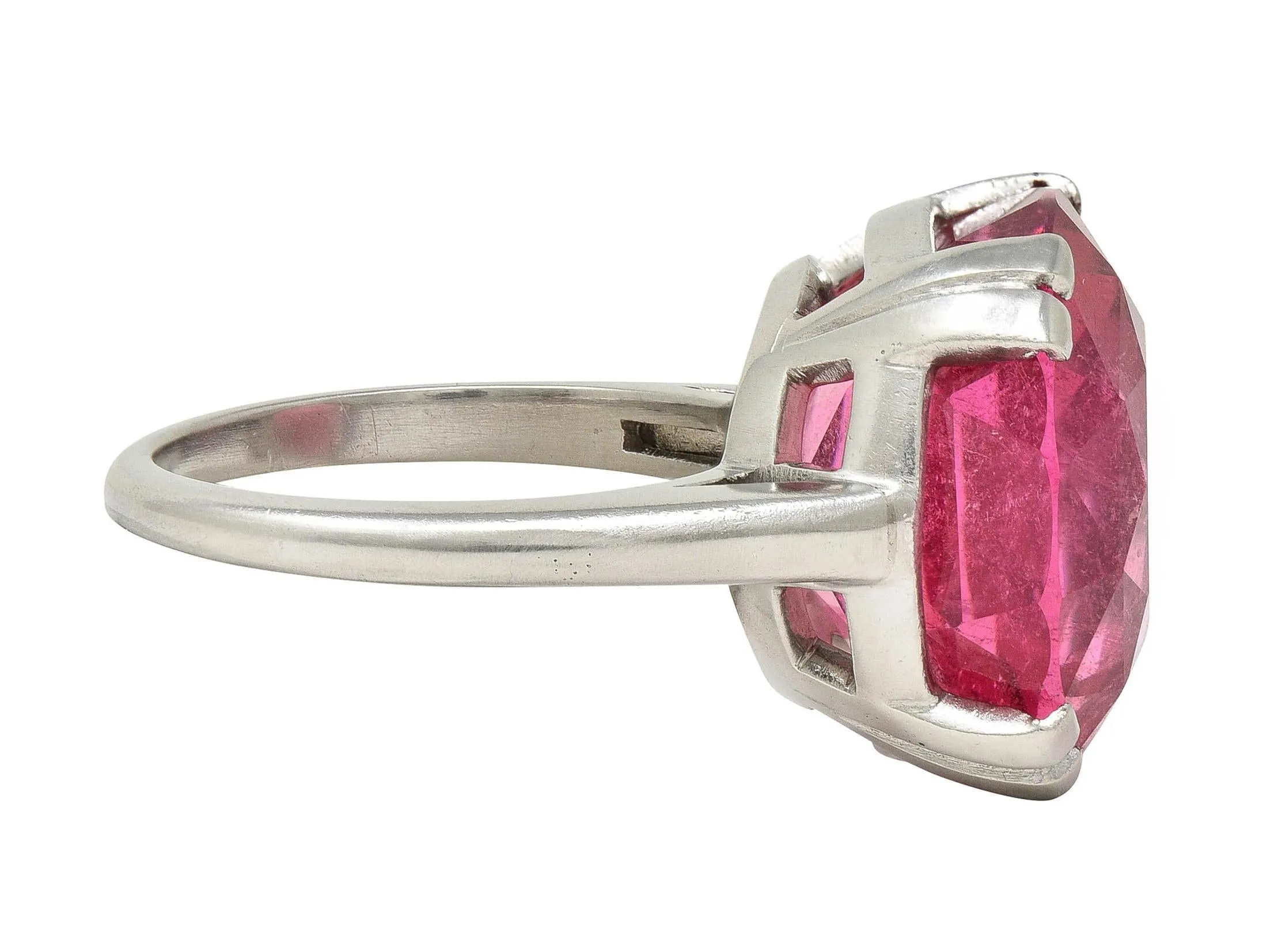 Mid-Century 18.81 CTW Pink Tourmaline Platinum Vintage Cocktail Ring