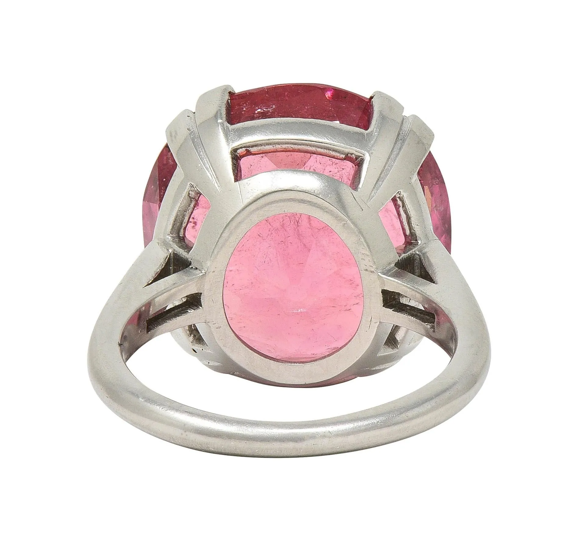 Mid-Century 18.81 CTW Pink Tourmaline Platinum Vintage Cocktail Ring