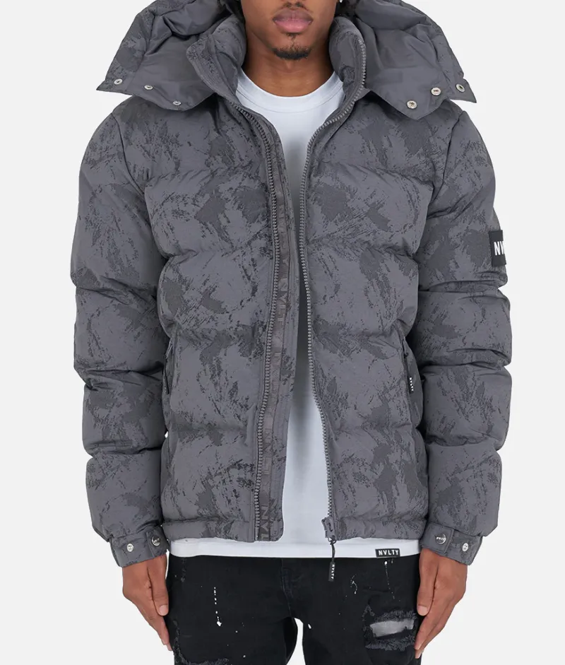 Nvlty Concrete Puffer Jacket Charcoal Grey | Upto 30% Off