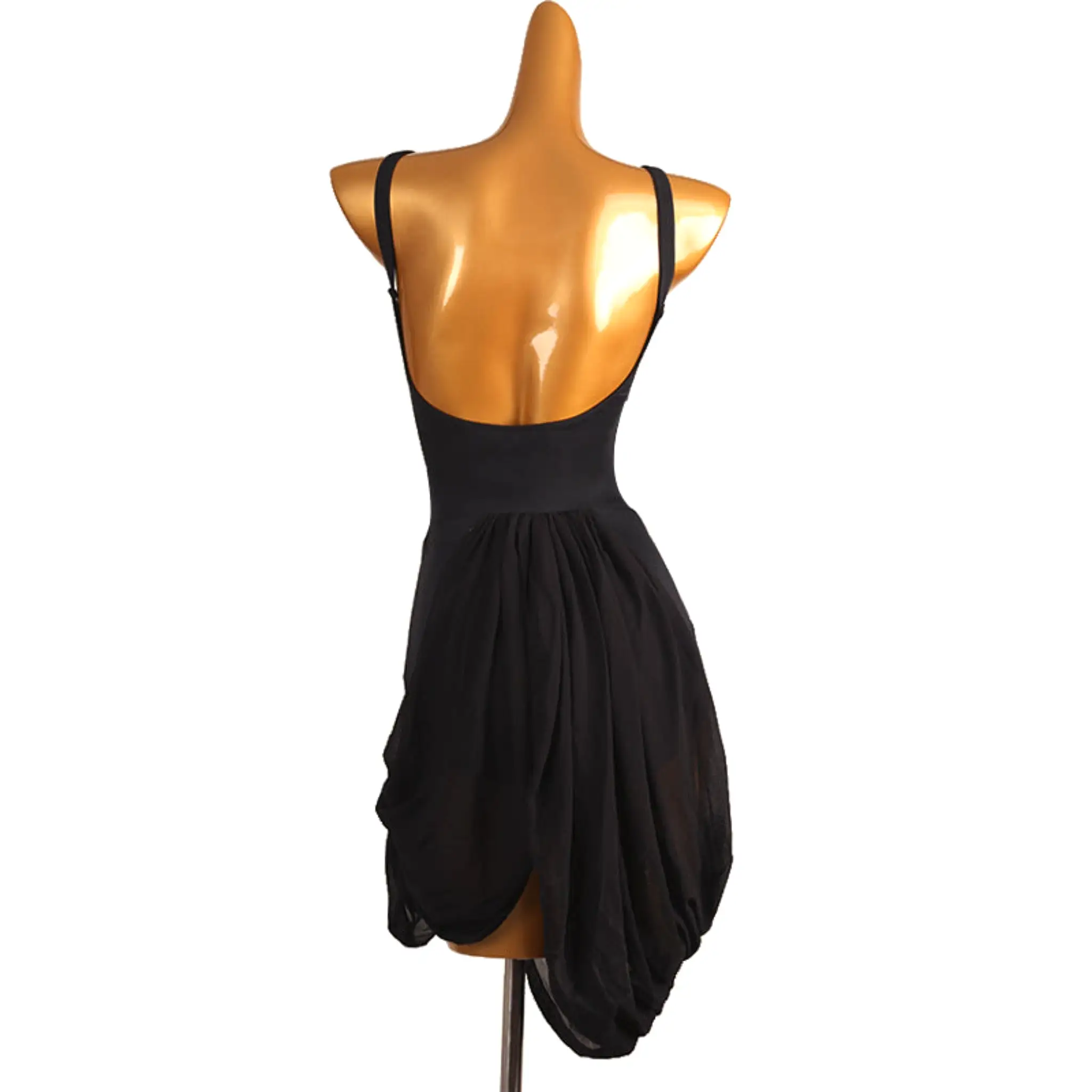 Obsidian Latin Dress with Draped Skirt | LQ467