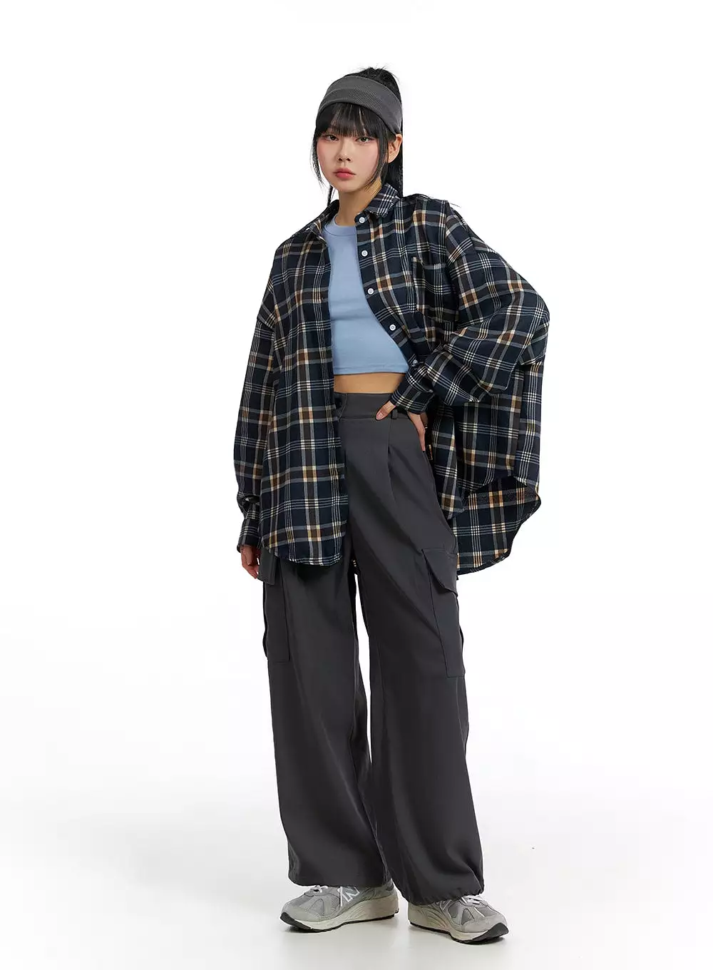 Oversized Checkered Shirt IF402