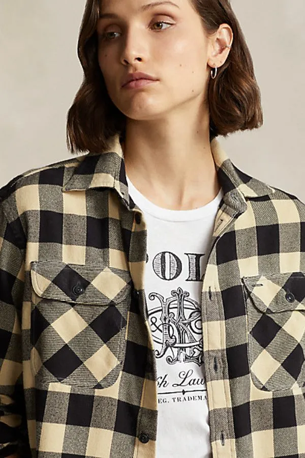 Oversized Plaid Cotton Utility Shirt