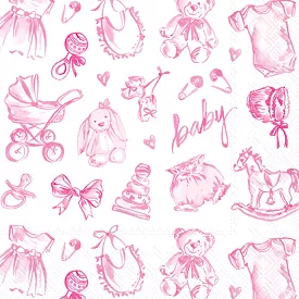 Pink Baby Toile Cocktail Napkin