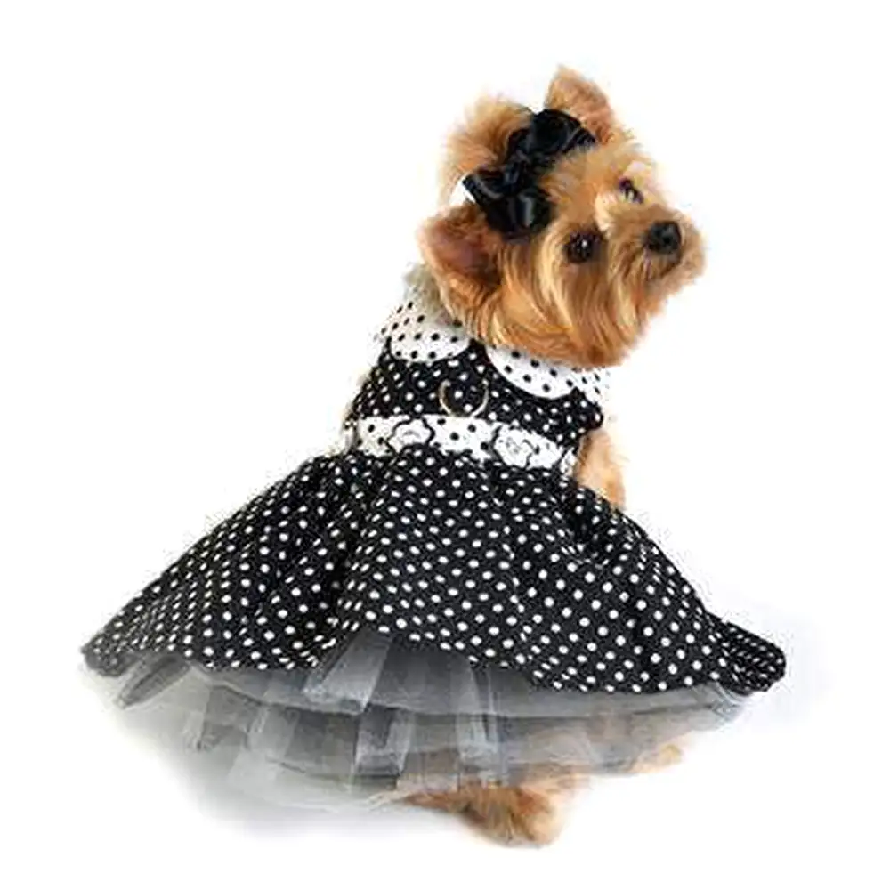 Polka Dot Dog Dress - Black and White