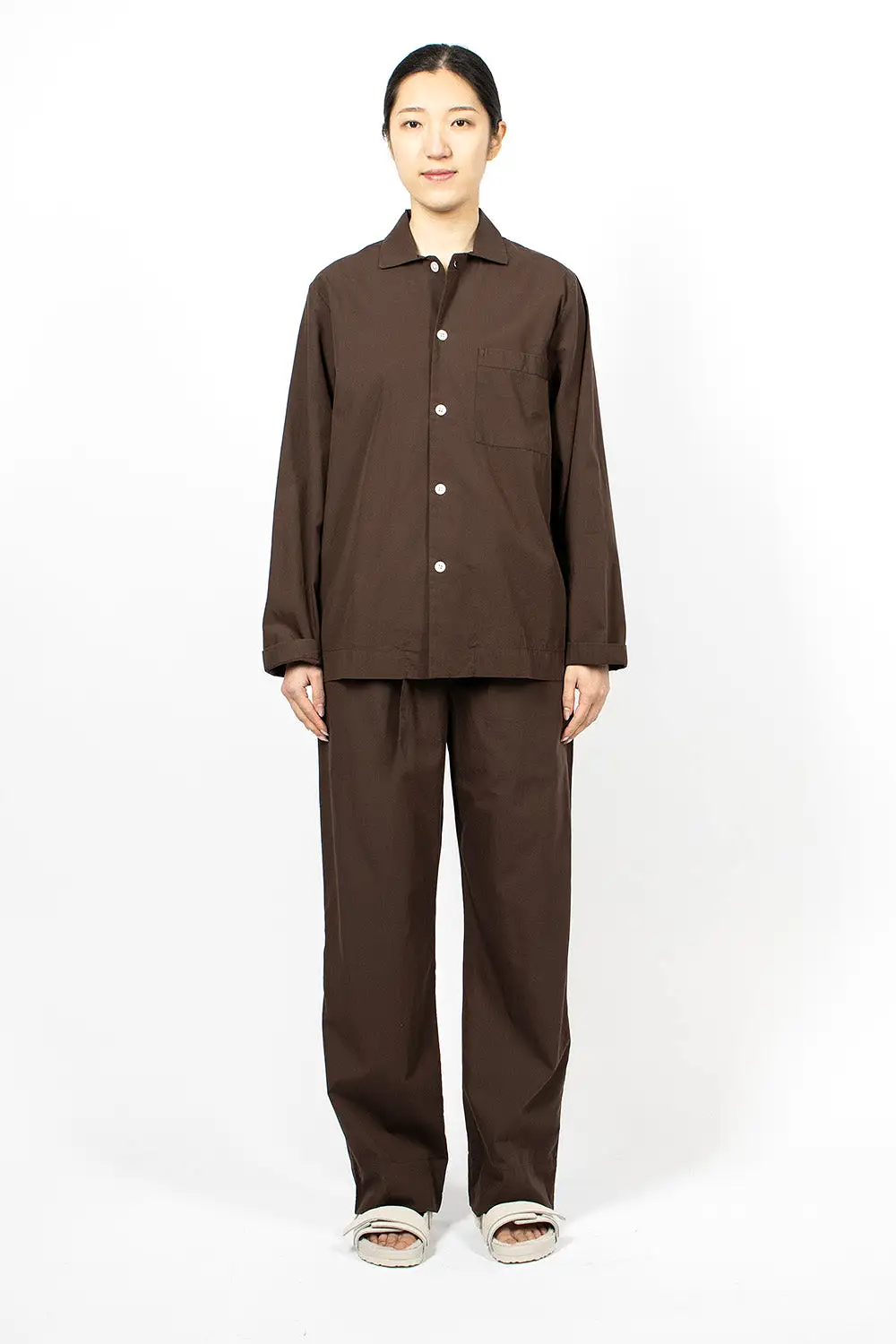 Poplin Pyjama Shirt Coffee